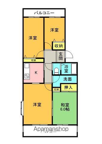 メディオマンション B棟(3LDK/2階)の間取り写真