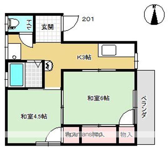 コーポ大成(2K/2階)の間取り写真