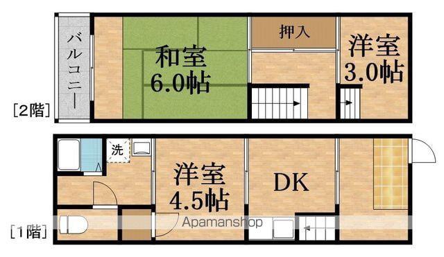 大阪メトロ長堀鶴見緑地 蒲生四丁目駅 徒歩8分 2階建 築61年(3DK)の間取り写真