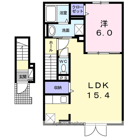 クレア ド ルーン(1LDK/2階)の間取り写真