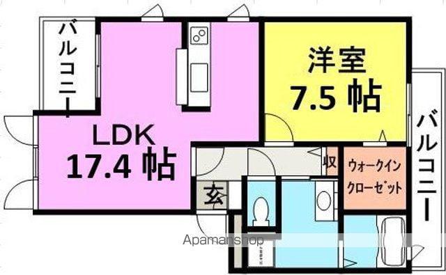 ガーデン東園田(1LDK/2階)の間取り写真