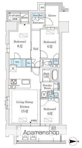 GRANPASEO丸の内(3LDK/15階)の間取り写真
