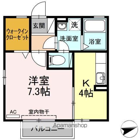 アドバンス小牧 B(1K/1階)の間取り写真