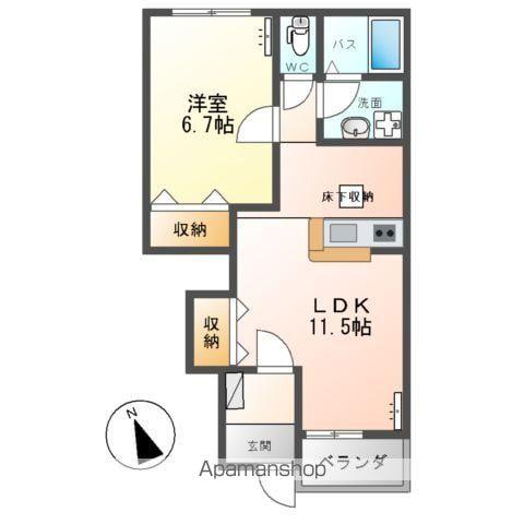 MORE AND MORE(1LDK/1階)の間取り写真