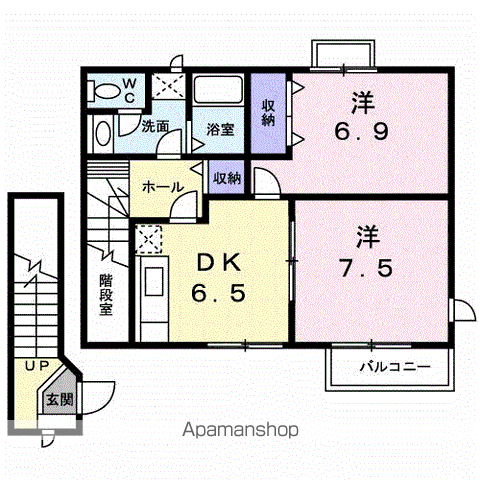 ホワイト・バーチ・ヴィラ(2DK/2階)の間取り写真