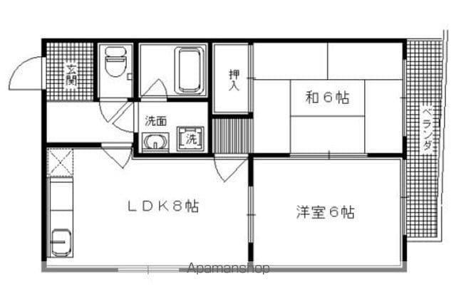 藤波ビル(2DK/2階)の間取り写真