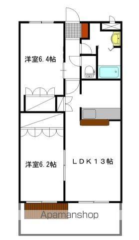 プリベール(2LDK/1階)の間取り写真