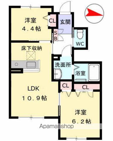 ヴィサージュ3(2LDK/1階)の間取り写真