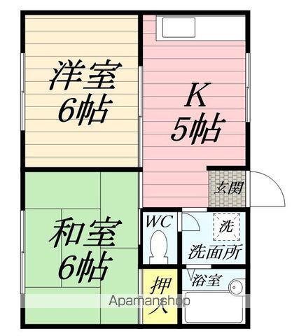 フラッツ三ツ池(2DK/1階)の間取り写真