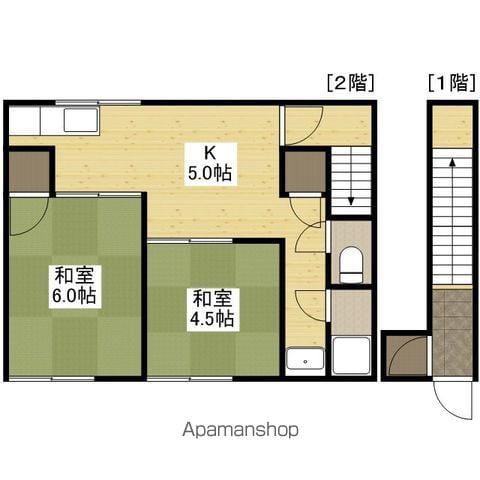 皆実町アパート(2K/2階)の間取り写真