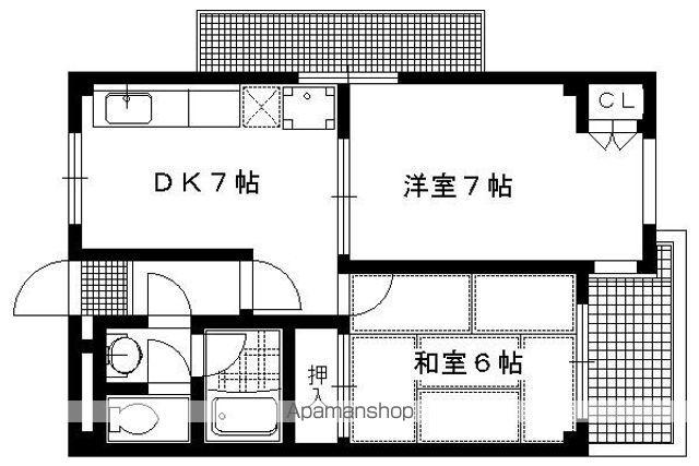 リバティ岩倉南(2DK/1階)の間取り写真