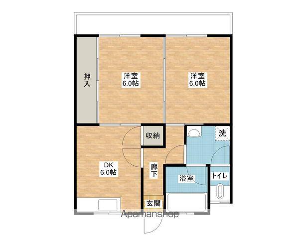 友華ハイツ(2DK/1階)の間取り写真