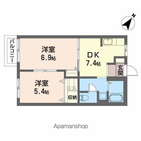プラチディア(2DK/2階)の間取り写真