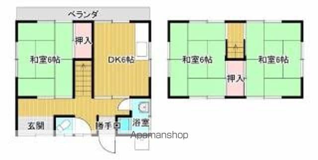伊予鉄道郡中線 土居田駅 徒歩4分 2階建 築55年(3DK)の間取り写真