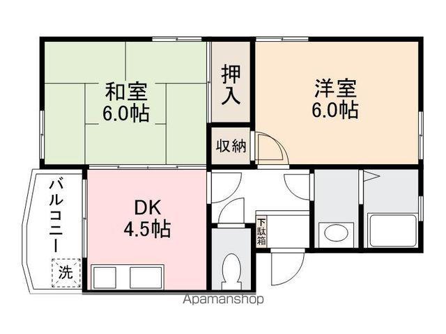 グリーンコーポ(2DK/2階)の間取り写真
