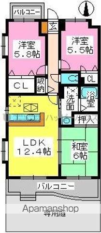 グランヴィル名宝(3LDK/1階)の間取り写真
