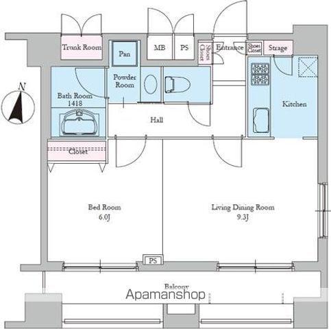 レジディア文京音羽Ⅱ(1LDK/6階)の間取り写真