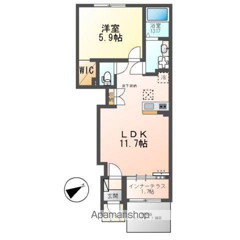 千葉市若葉区小倉町アパート(1LDK/1階)の間取り写真
