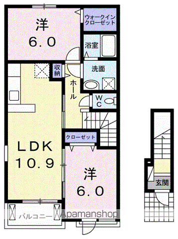 グランドソレーユA(2LDK/2階)の間取り写真