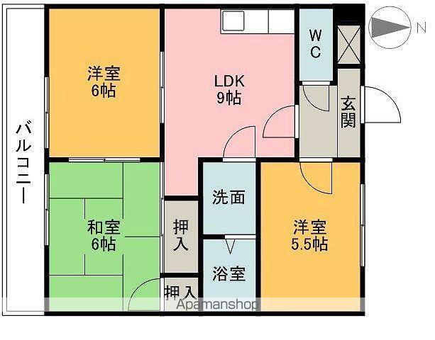 サザンキャッスル大野(3LDK/3階)の間取り写真
