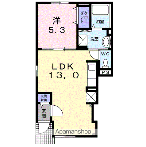 エルム プラシード 12号館(1LDK/1階)の間取り写真