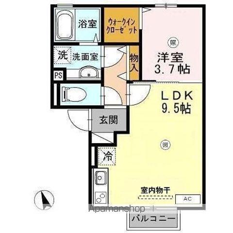 ライジングルーム和田(1LDK/2階)の間取り写真