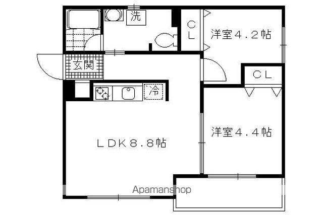 VILLA VISTA DAIGO南棟(2LDK/2階)の間取り写真