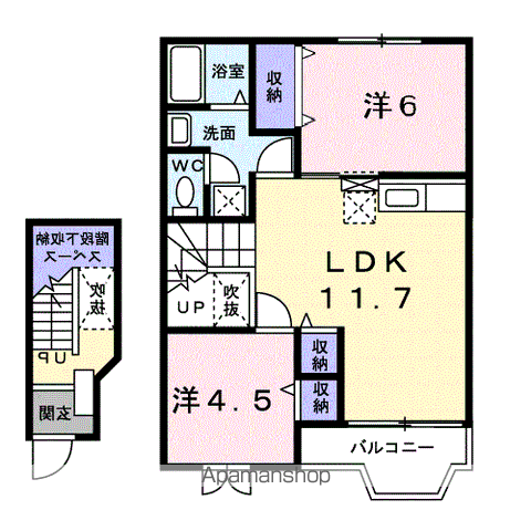 ベルクソーレA(2LDK/2階)の間取り写真