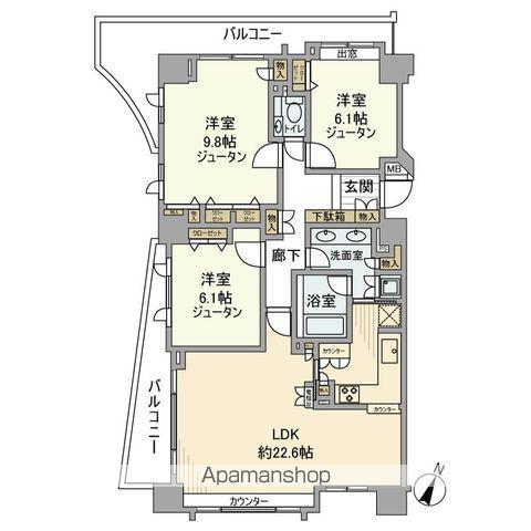幡ヶ谷ハイムグランシス(3LDK/3階)の間取り写真