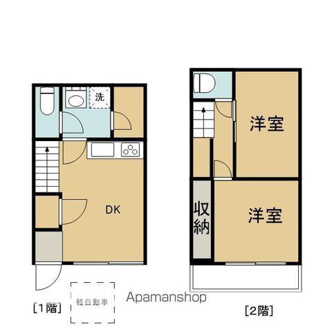 相模線 上溝駅 徒歩21分 2階建 築36年(2DK)の間取り写真