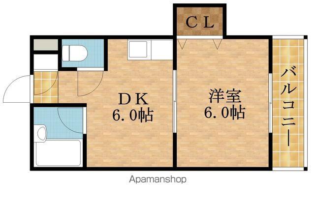 セベ森小路(1DK/2階)の間取り写真