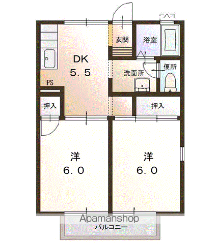 イゾラ ドゥエ(2DK/1階)の間取り写真