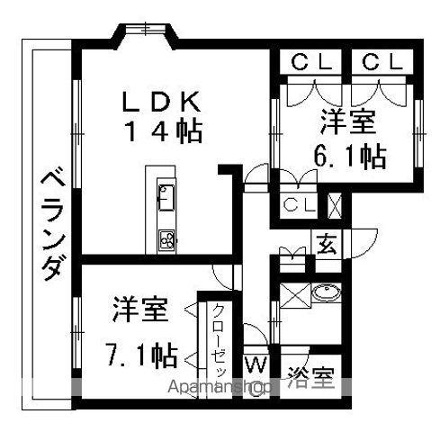 緑彩館ウエスト(2LDK/3階)の間取り写真