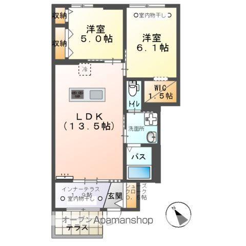グランリヴィエールⅢ(2LDK/1階)の間取り写真