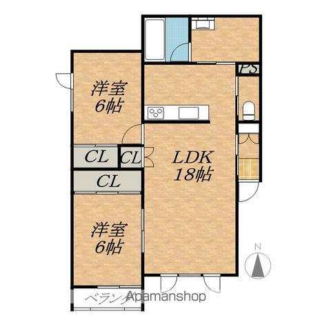 TOWN東9南2A(2LDK/1階)の間取り写真
