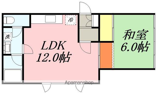 フラット中央(1LDK/1階)の間取り写真