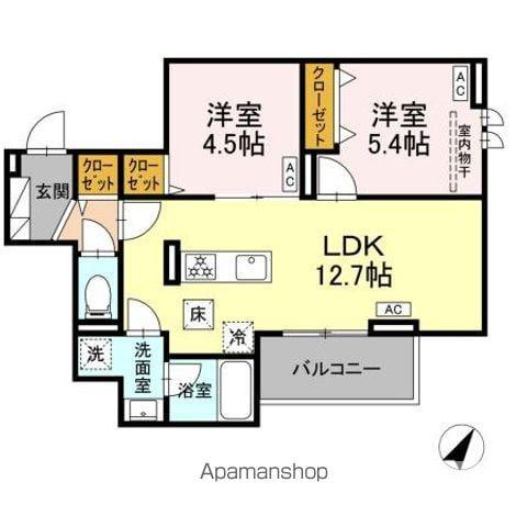 セレスティア細田C(2LDK/1階)の間取り写真