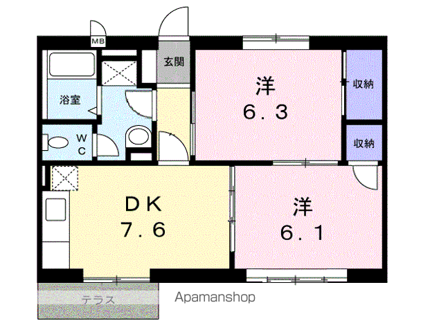 NSK1号館(2DK/1階)の間取り写真