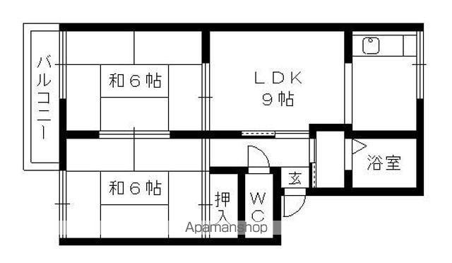 サンライズ庄南(2LDK/2階)の間取り写真