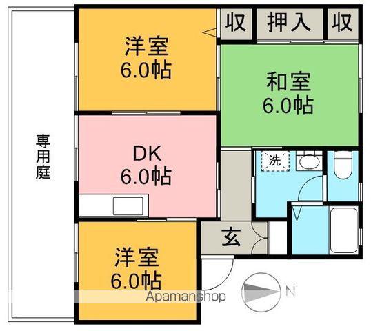 シャーメゾン中通 A棟(3DK/1階)の間取り写真