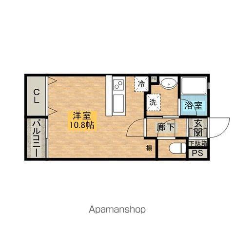 フェリオOGAWA A棟(ワンルーム/1階)の間取り写真