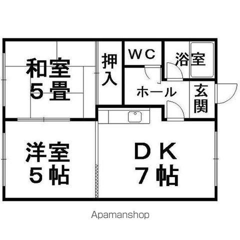 北庄ハイツ(2DK/2階)の間取り写真