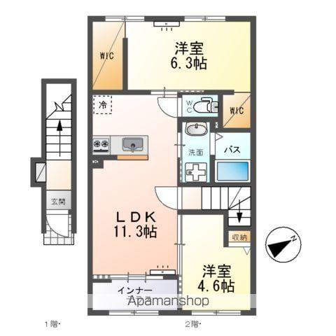 アーバンヒルズ(2LDK/2階)の間取り写真