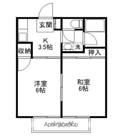 柳町ハイツ(2K/1階)の間取り写真
