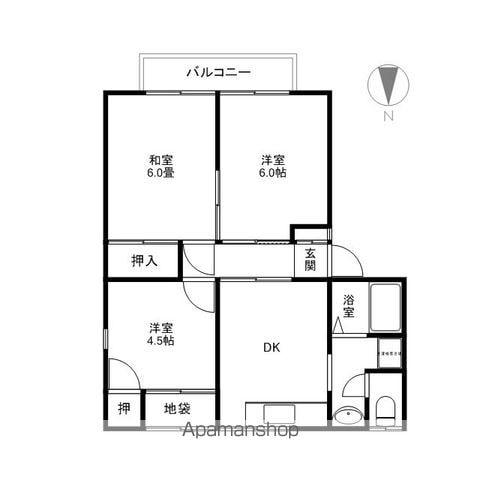 コーポ美里A棟(3DK/2階)の間取り写真