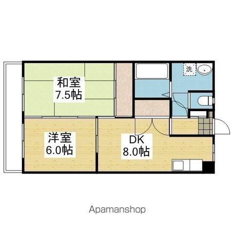 聖和ハイツ 西棟(2DK/3階)の間取り写真