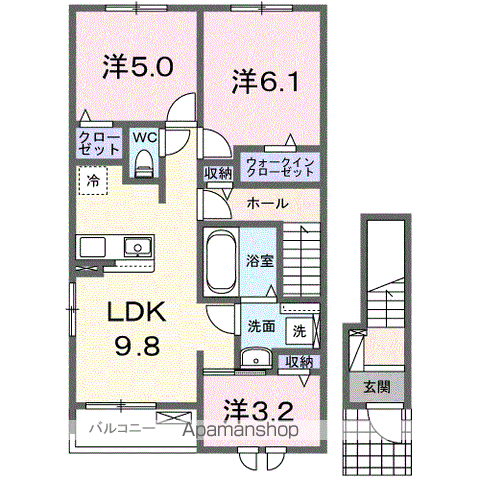 サンセットコースト弐番館(3LDK/2階)の間取り写真