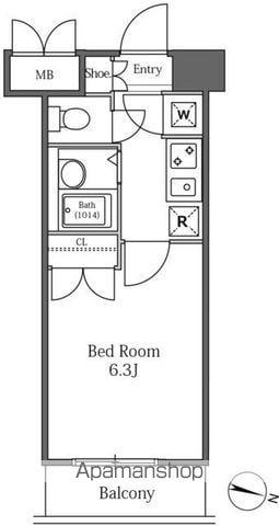 LA SANTE広尾(1K/6階)の間取り写真