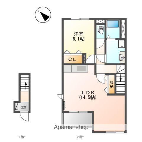 メゾンアイリス(1LDK/2階)の間取り写真