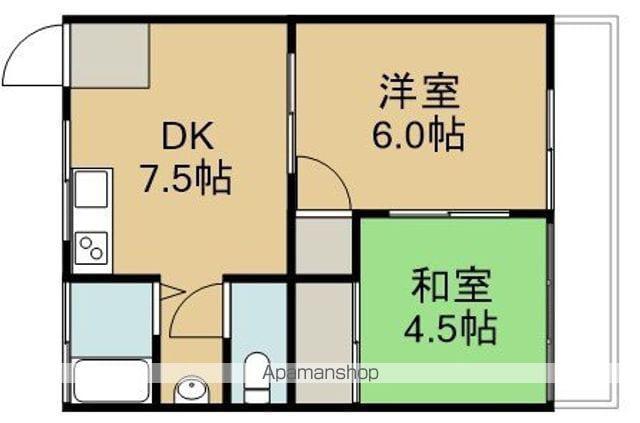 山下アパート1号棟(2DK/2階)の間取り写真